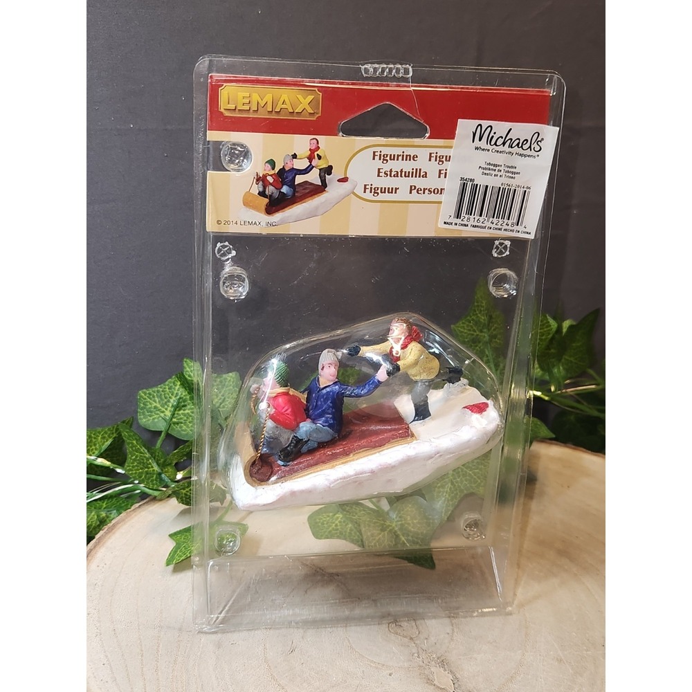 Lemax 2014 Downhill Fun Village Collection #42248  Boys With Toboggan Winter
